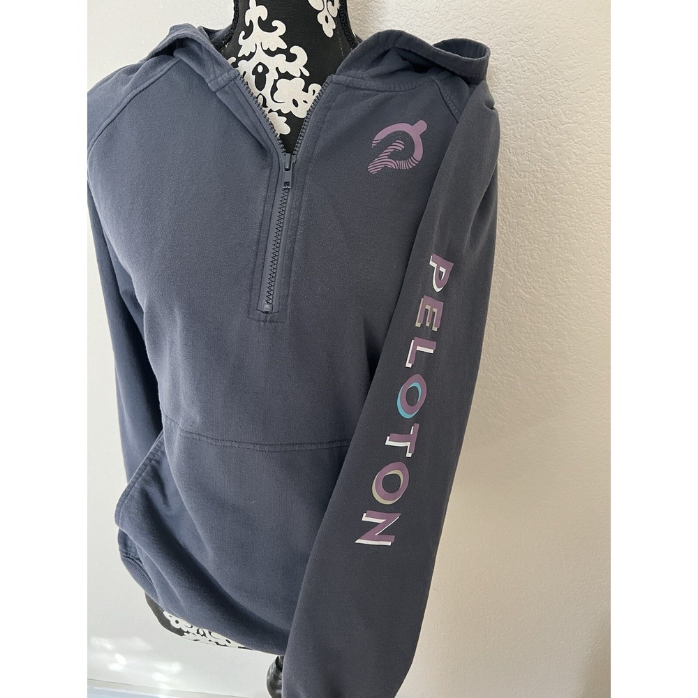 Peloton Make Your Mark Quarter Zip Hoodie - Blue Gray/Purple L